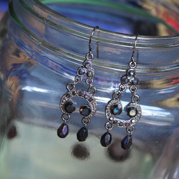 NWOT Antiqued Metal Earrings with Faceted Beads - Picture 1 of 1